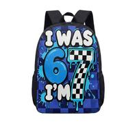 17 Inch SIX 67 SEVEN Metallic Blue Lightning Backpack, Retro 80s Chrome School Bag for Teen Boys Kids Large Rucksack (24)