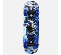17 inch Skateboards for little one's, Cruiser Skateboard for Girls and Boys Beginners, Mini Skateboards Classic Complete Skate Board (S_14_Shark Frenzy Deck)