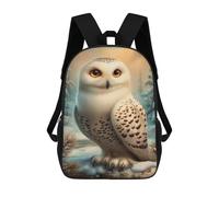 17 Inch Snowy Owl in Winter Scene Backpack, 3D Printed School Bag, School Lunch Bag, Travel Backpack, Friends Backpack for Girls And Boys