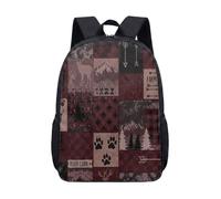 17 Inch Stag Print Backpack, Ethnic Geometric Snowy Mountain Tribal Pattern, Winter Holiday Student School Bag (10)