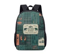 17 Inch Stag Print Backpack, Ethnic Geometric Snowy Mountain Tribal Pattern, Winter Holiday Student School Bag (11)