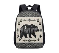 17 Inch Stag Print Backpack, Ethnic Geometric Snowy Mountain Tribal Pattern, Winter Holiday Student School Bag (14)