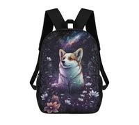 17 Inch Starry Night Corgi Garden Backpack, 3D Printed School Bag, School Lunch Bag, Travel Backpack, Friends Backpack for Girls And Boys