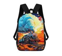 17 Inch Steam Train Landscape Digital Art Backpack, 3D Printed School Bag, School Lunch Bag, Travel Backpack, Friends Backpack for Girls And Boys