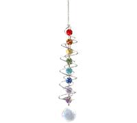 17 Inch Sun Catchers for Windows, Crystal Suncatcher Rainbow Sun Catcher Wind Spinner, Gazing Ball Spiral Tail, Window Hanging for Indoor Outdoor Garden Decoration Gifts
