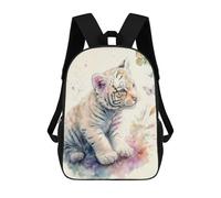 17 Inch Sweet Little White Tiger Backpack, 3D Printed School Bag, School Lunch Bag, Travel Backpack, Friends Backpack for Girls And Boys