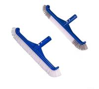 17 Inch Swimming Pool Brush with Rubber Head and Thickened Plastic Bristles, 1-Piece, Dual-Sided Cleaning, Gentle on Liners, for Residential Pools(brush white)