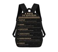 17 Inch The 6 Keys To Success Backpack, 3D Printed School Bag, School Lunch Bag, Travel Backpack, Friends Backpack for Girls And Boys
