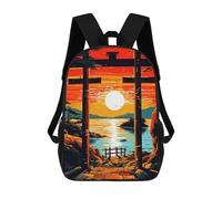 17 Inch The Charm of Sunrise Gate Backpack, 3D Printed School Bag, School Lunch Bag, Travel Backpack, Friends Backpack for Girls And Boys