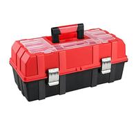 17-Inch Three-Layer Folding Toolbox with Stainless Steel Double Buckle Lock and Clear Top Parts Organizer - Heavy-Duty PP Storage Bag for Construction & Maintenance