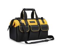 17-Inch Tool Bag Organiser, 43×17×25 cm, Muti-Purpose Wide Open Mouth Tool Storage Bag with Adjustable Shoulder Strap Tool Bag Organizer for Home DIY & Equipment Storage with Shoulder Strap