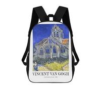 17 Inch Vincent Van Gogh The Church at Auvers Backpack 3D Printed Children's School Backpack for Kids High Capacity Travel Rucksacks Book Bags Kids School Bag Back Pack