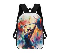 17 Inch Weightlifting Watercolor Backpack, 3D Printed School Bag, School Lunch Bag, Travel Backpack, Friends Backpack for Girls And Boys