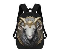17 Inch White Sheep Golden Art Backpack, 3D Printed School Bag, School Lunch Bag, Travel Backpack, Friends Backpack for Girls And Boys