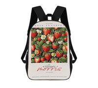17 Inch William Morris Strawberrie Backpack, 3D Printed School Bag, School Lunch Bag, Travel Backpack, Friends Backpack for Girls And Boys