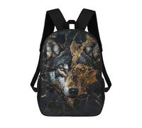 17 Inch Wolf Dripping Gold Backpack, 3D Printed School Bag, School Lunch Bag, Travel Backpack, Friends Backpack for Girls And Boys