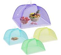17 Inches 4 Pack Mesh Food Cover Tent Umbrella,Large Food Domes,Food Covers Mesh Pop Up Nets,Collapsible Screen Net Protectors,Keep Out Flies Bugs Mosquitoes (MixedA 4PCS)