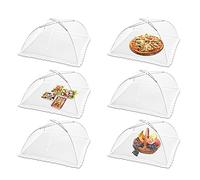 17 inches - Mesh Food Cover Tent Umbrella, Jsdoin 6 Pack Food Domes, Food Covers Mesh Pop Up Nets for Outdoors, Screen Tents, Parties Picnics, BBQs, Reusable and Collapsible (White)