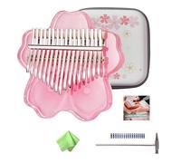 17 Key & 21 Key Thumb Piano, Pink Acrylic Transparent Cherry Blossom Design, Portable Kalimba with Storage Box, Tuning Hammer, and User Manual