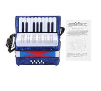 17 Key 8 Bass Piano Accordion Musical Instrument Lightweight Durable ABS Celluloid Decor Beginner Friendly Easy to Learn with Adjustable Strap for Children Students Beginners (Blue)