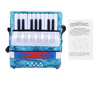17 Key 8 Bass Piano Accordion Musical Instrument Lightweight Durable ABS Celluloid Decor Beginner Friendly Easy to Learn with Adjustable Strap for Children Students Beginners (Light Blue)