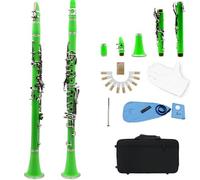 17-Key Ebonite Colorful Clarinet in Bb for Beginners, Adults, and Music Enthusiasts Clarinet Full Kit (green)