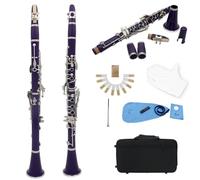 17-Key Ebonite Colorful Clarinet in Bb for Beginners, Adults, and Music Enthusiasts Clarinet Full Kit (purple)
