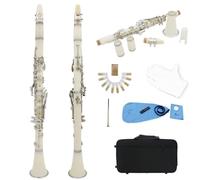 17-Key Ebonite Colorful Clarinet in Bb for Beginners, Adults, and Music Enthusiasts Clarinet Full Kit (white)