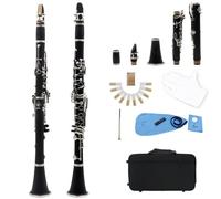 17-Key Ebonite Colorful Clarinet in Bb for Beginners, Adults, and Music Enthusiasts Clarinet Full Kit (black)