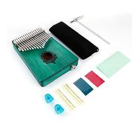 17 - Key Kalimba Thumb Piano, Mahogany Wooden Body with Built - in Pickup, Portable Finger Piano for Beginners and Performers, Includes Tuning Hammer and Carry Bag (Green)