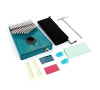 17 - Key Kalimba Thumb Piano, Portable Finger Piano with Mahogany Wooden Body, Built - in Pickup for Amplification, Includes Tuning Hammer and Carry Bag for Beginners and Professio (Blue)