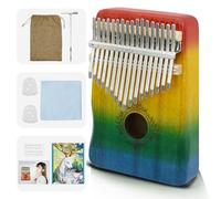 17 Key Kalimba Thumb Piano - Portable Finger Piano with Tuning Hammer & Study Guide, Premium Wood, Unique Musical Gift for Adults & Kids & Beginner-Butterfly Love Flower-E