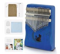 17 Key Kalimba Thumb Piano - Portable Finger Piano with Tuning Hammer & Study Guide, Premium Wood, Unique Musical Gift for Adults & Kids & Beginner-Moon Cat-C