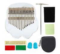 17 Key Kalimba Thumb Piano, Transparent Acrylic Stainless Steel Portable Instrument, Clear Bright Sound with Ergonomic Design, Includes Storage Bag Hammer Wiping Cloth for Children