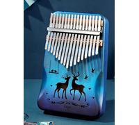 17-Key Snow Deer Kalimba - Blue Gradient Fade Mahogany Thumb Piano Serene Beginner Instrument & Charming Gift for Women