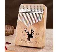 17-Key Snow Deer Kalimba - Natural Unpainted Mahogany Thumb Piano Authentic Wooden Gift for Beginners & Women