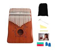 17-Key Thumb Piano, Peach Blossom Wood Deer Pattern Portable Musical Instrument for Beginners, Mini Marimba Instrument with 17 Notes, Travel-Friendly Handheld Kalimba (Brown)
