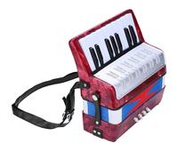 17 Keys 8 Bass Piano Celluloid Accordion for Beginners and Adults - Portable Concertina With Side Adjustable Strap, Mini Musical Instrument (Red)