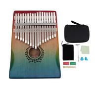 17 Keys Kalimba Mahogany Thumb Piano Portable Colorful Gradient Kalimba with Tuning Hammer and Thumb Protectors for Party