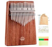 17 Keys Kalimba Thumb Piano, Bottom Hole Sound Chamber, Portable Musical Instrument with Tuning Hammer Cleaning Cloth Storage Case and Song Book, Zambian Rosewood