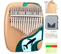 17 Keys Kalimba Thumb Piano, Innovative Portable Finger Piano with Kalimba Song Book Instructions, Tuning Hammer, Exquisite piano bag & More! Gift for Kids Adults Beginners, Beechwood & Ocean Blue Oce