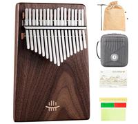 17 Keys Thumb Piano, Black Walnut Kalimba, Mbira with Music Book Tuning Hammer Cleaning Cloth and Exquisite Piano Bag, Portable Finger Piano for Beginners