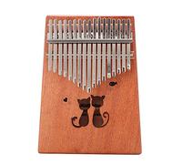 17 Keys Thumb Piano for for Kids Adult Beginners Professional, Mahogany Wood 12 Design Styles Kalimba Mbira Sanza with Study Instruction and Tune Hammer (Color : Cat)