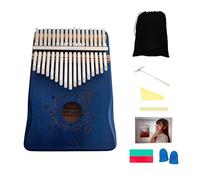 17 Keys Thumb Piano with Deer Pattern Portable Musical Instrument Made of Premium Peach Blossom Wood for Beginners and Travelers (Blue)