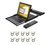 17" LCD KVM Console 8 Port VGA, Yinker Rackmount KVM Switch Console Fit 1U 19" Rack, Monitor KVM Touchpad Drawer + 8 Packs KVM Cables, w/UK Power Supply