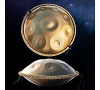 17 Notes Golden Handpan Drum Percussion, 22 Inch 440hz In D Minor Hand Pan Steel Drum, with Soft Handpan Case, Durable Handpan Stand, for Meditation Yoga Musical Education
