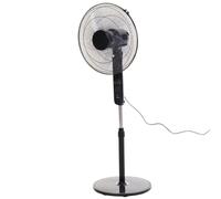 17" Oscillating Three Speed Adjustable Height Pedestal Fan With Remote Black by Homcom