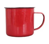 17 oz Enamel Camping Coffee Mugs Drinking Tea Cups with Handle White Metal Mug Portable Vintage Round Cup for Picnic Travel Home (Red, C)