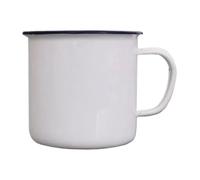 17 oz Enamel Camping Coffee Mugs Drinking Tea Cups with Handle White Metal Mug Portable Vintage Round Cup for Picnic Travel Home (White, C)