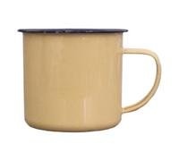 17 oz Enamel Camping Coffee Mugs Drinking Tea Cups with Handle White Metal Mug Portable Vintage Round Cup for Picnic Travel Home (Yellow, C)